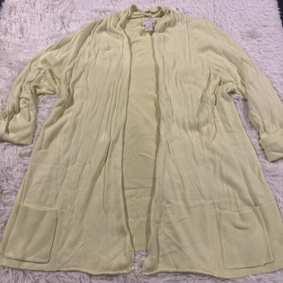 Chicos womens 1 neon light weight open front sweater 3/4 sleeve Read* - Picture 1 of 10